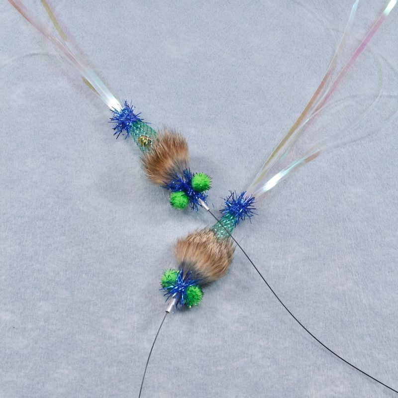 New Rabbit Fur Tassel Small Flying Insect Teaser Wand Replacement Head Cat Toy_voghion.com