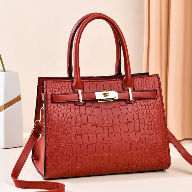 Women's Bags New Stone Pattern Solid Color Simple Retro Large Capacity Stylish Single Shoulder Diagonal Textured Women's Bag Cross-Border Bag_voghion.com