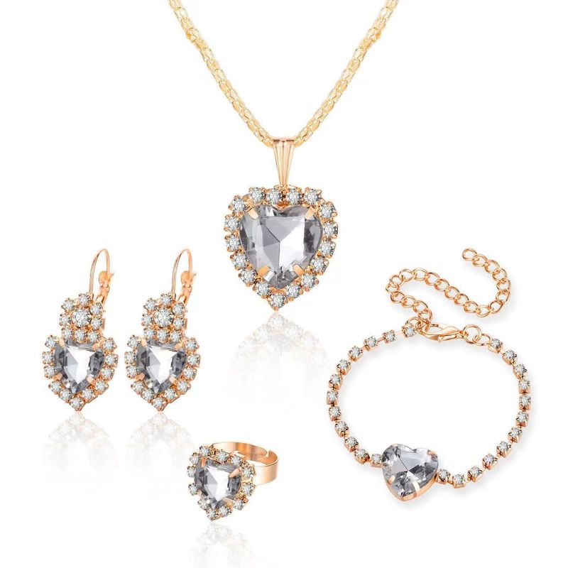 Collana rotonda di cristallo alla moda, bracciale, orecchini, anello, set di accessori da sposa, catena con artiglio di pietra preziosa_voghion.com