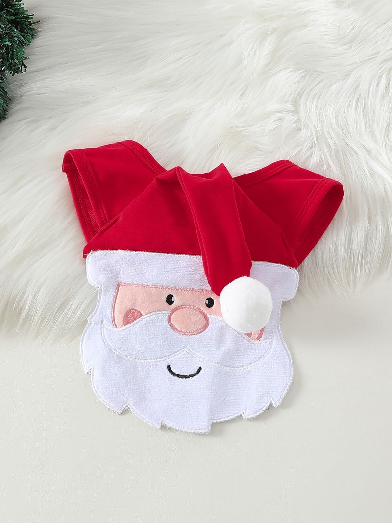 Kids’ Clothing New Christmas Santa Claus Head Cute One Piece Romper_voghion.com