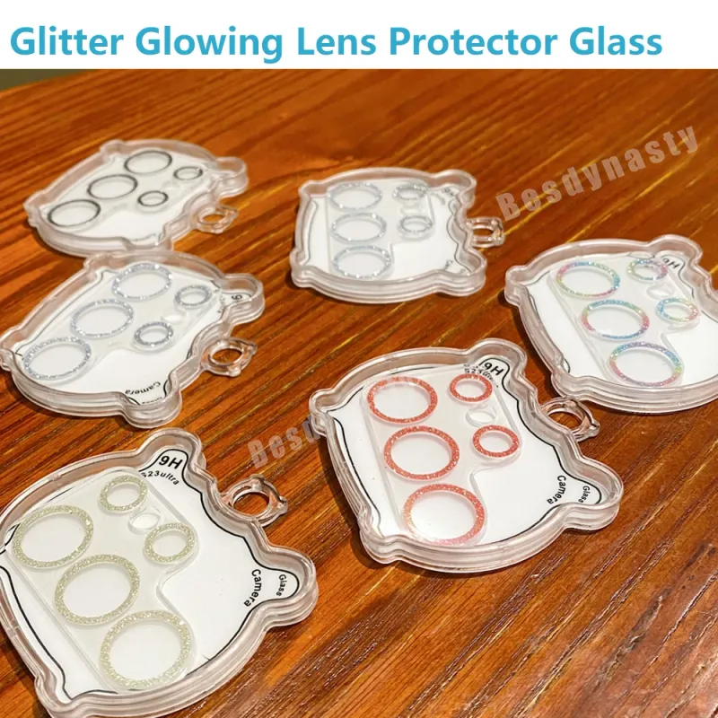 For Samsung Galaxy S23 Ultra Glitter Glowing Metal Camera Lens Glass Dazzling Color Noctilucent Cam Protector Cover_voghion.com