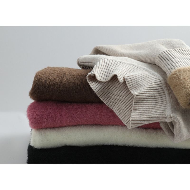 One-piece Fabric Fleece Sweater For Women Winter 2025 New Thickened Half-high Collar Base Layer Trendy_voghion.com
