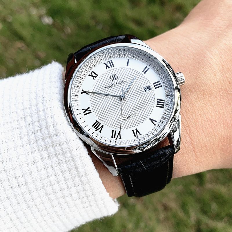 PABLO RAEZ High-value Brand Genuine Retro Trendy Men's Watch Genuine Leather Waterproof Calendar Student Watch_voghion.com