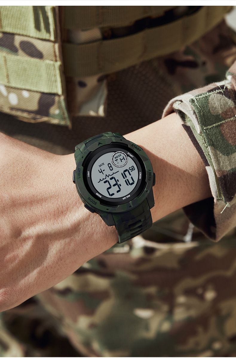 Montre numérique camouflage avec rétroéclairage LED, alarme, chronomètre, étanche pour hommes et femmes, réveil, montre électronique multifonctionnelle_voghion.com