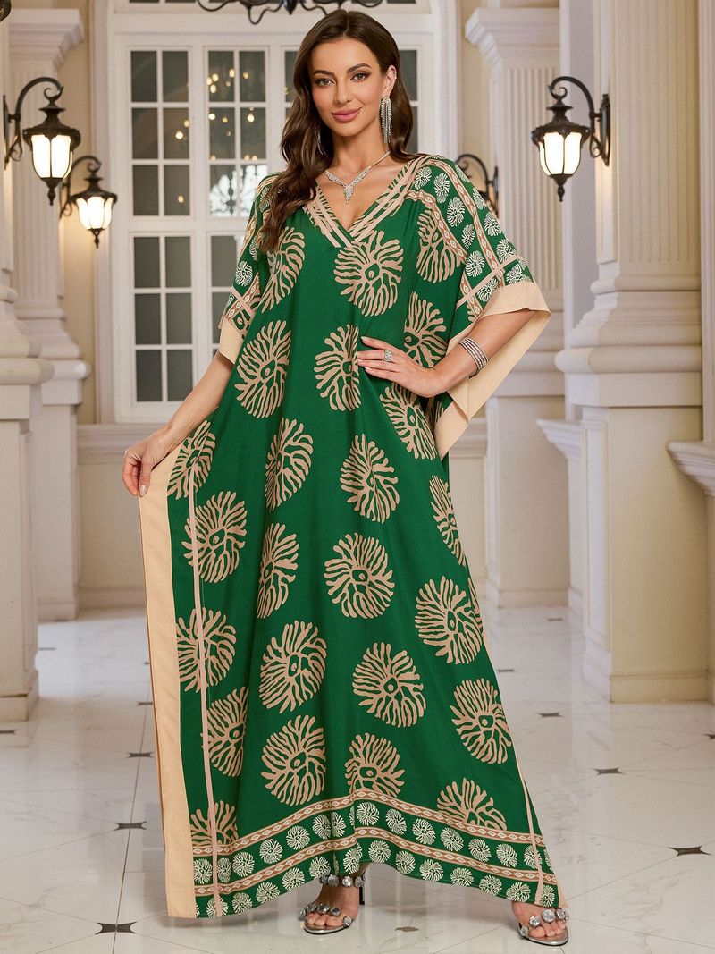Kadın Baskılı Rayon Plaj Elbisesi - UPF Korumalı Uçuşan Boho Kimono Bornoz (Tek Beden, Hafif ve Nefes Alabilir)_voghion.com