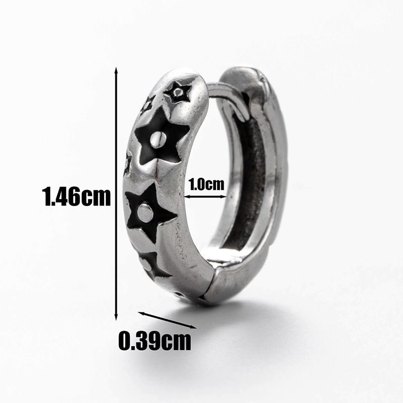Neue Herren-Piercing-Ohrringe aus Edelstahl, Tigerkreuz, Pentagramm, geometrisches Muster, modische Ohrmanschetten_voghion.com