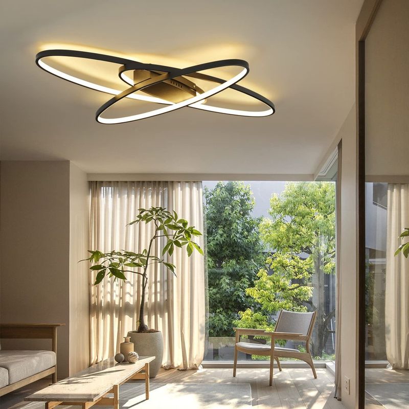 Glitzerlife LED Deckenleuchte Weiß Dimmbar Deckenlampe -Moderne Schlafzimmerlampe 75W Design Wohnzimmerlampe Mit Fernbedienung Deckenbeleuchtung Für Esszimmer Büro_voghion.com