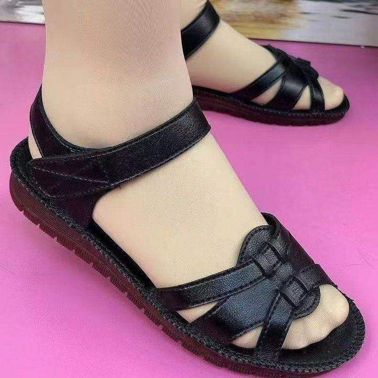 Sandali da donna con suola in tendine di manzo, casual, con fondo piatto, antiscivolo, di medie e vecchie parole, con cintura_voghion.com