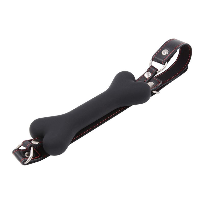 Silicone Dog Bone Gag - BDSM Ball Gag With Restraint Collar, Adjustable Bondage Gear For Couples_voghion.com