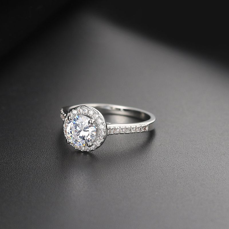 Misty Moon Classic Anello di fidanzamento da donna Micro set AAA Zircone placcato platino Anello con diamanti Gioielli_voghion.com