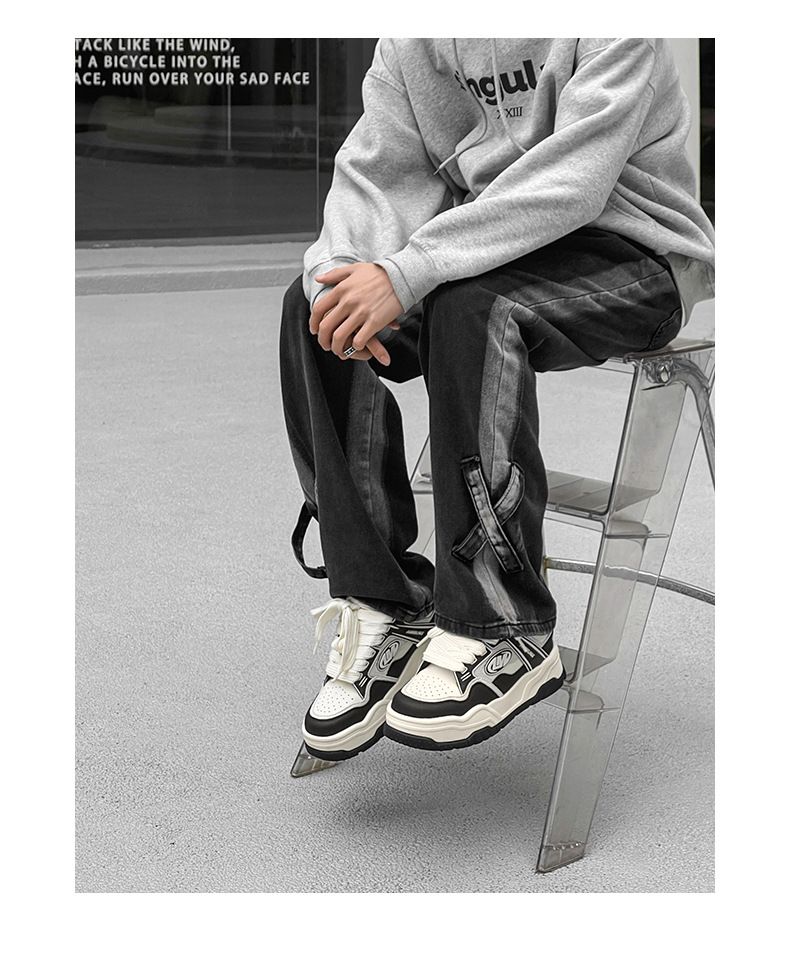 Gu Que pár egyedi tervezésű női fekete-fehér panda főutcai kenyér sokoldalú vastag talpú sport- és hétköznapi deszkacipő_voghion.com