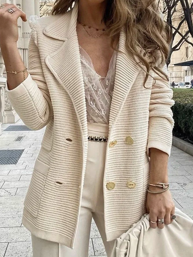 Abbigliamento da donna, giacca corta allentata, abito casual in tinta unita_voghion.com