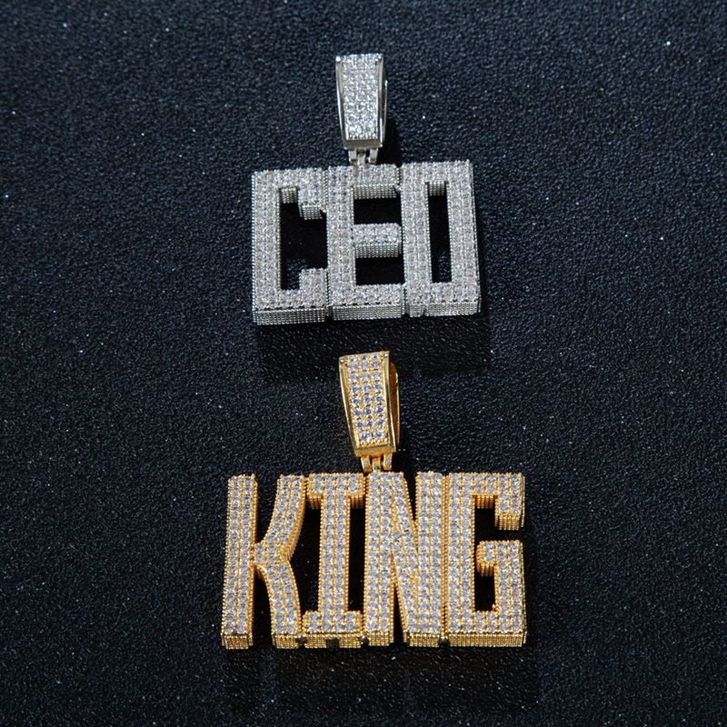 Women's Jewelry Cubic Zirconia Hip Hop Pendant Necklace With Solid Letter/Number Charms Letter Regular Script Font Combination Pendant Necklace_voghion.com