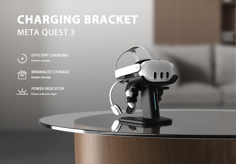Multi-Device VR Accessory Kit - Meta Quest 3/3S Charging Stand & Vision Pro Storage Dock With RGB Light Controller For Immersive VR Setup_voghion.com