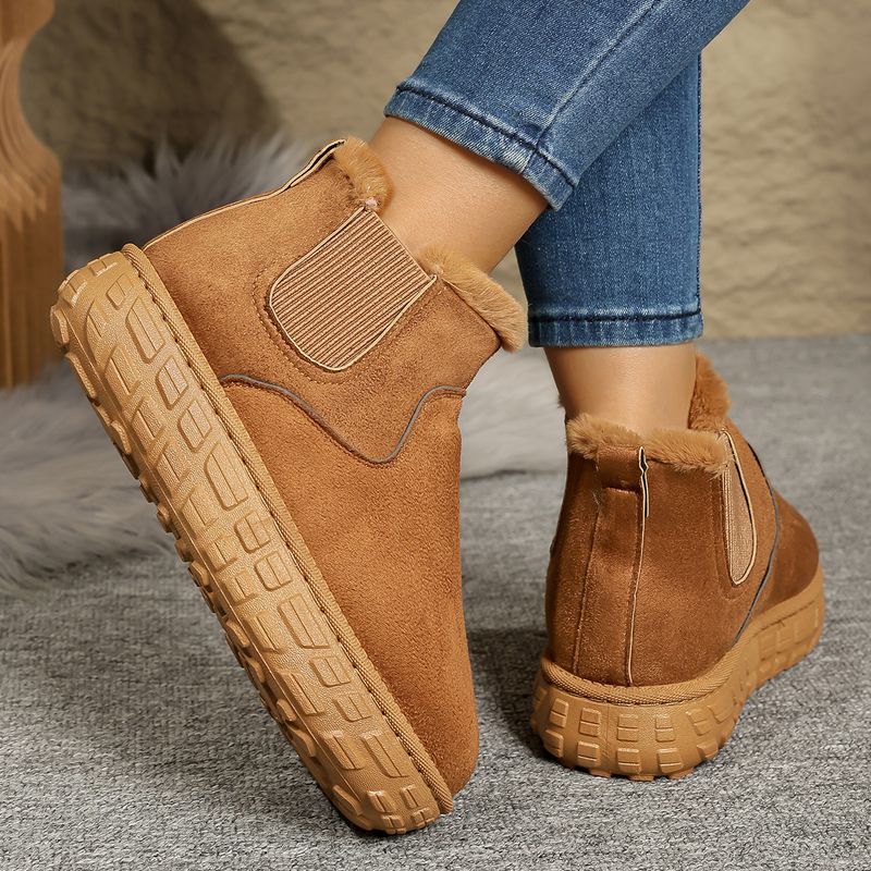 Women's Shoes New Autumn And Winter Snow Boots Women Warm Solid Color Large Size Elastic Band Thick Bottom Short Barrel Cotton Shoes_voghion.com