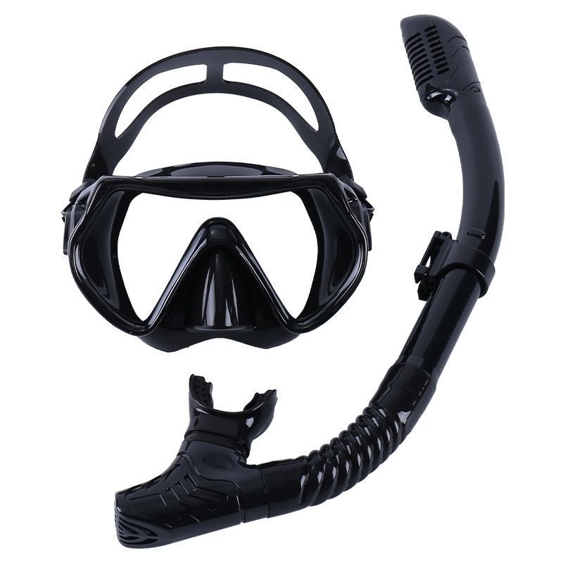 Set da snorkeling per adulti, attrezzatura per nuoto in apnea, occhialini in silicone con montatura grande e vetro temperato_voghion.com