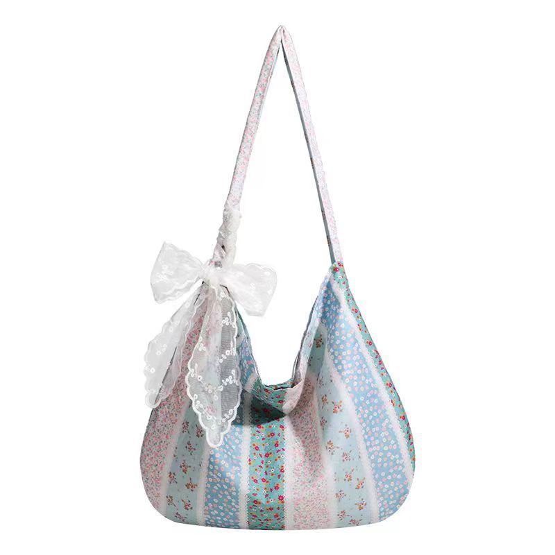Borsa da spiaggia in tela pieghevole portatile di grande capacità, con fiori francesi, estate 2025_voghion.com
