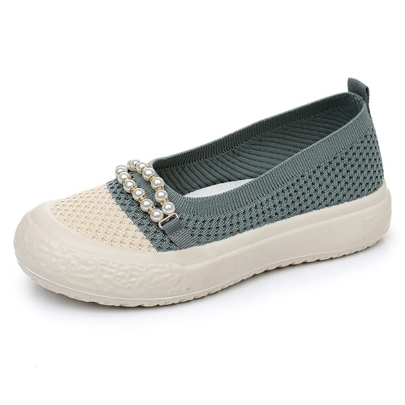 Summer Old Beijing Cloth For Women, Breathable Mesh Casual Mom Shoes, Soft Sole Non-Slip Slip-On Lazy Shoes_voghion.com