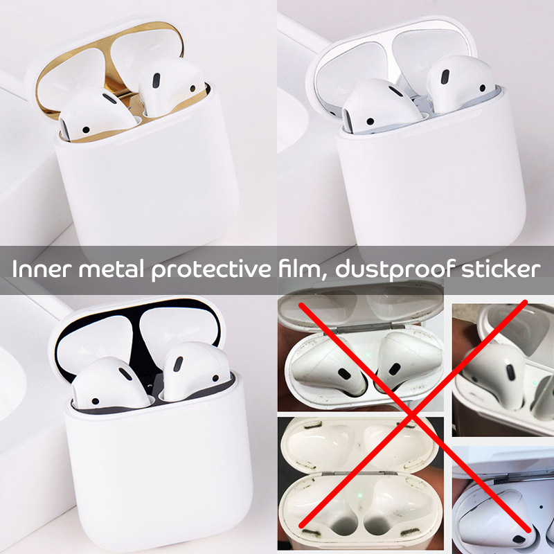 Metal Dustproof Sticker Case for Apple Airpods Headphone Covers for Airpods 2 1 Headphones Charging Case Protective Accessories_voghion.com
