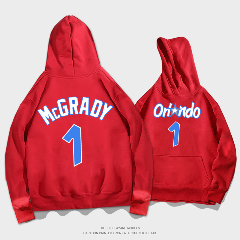 Orlando Mcgrady Nr. 1 Herren Damen Frühling und Herbst Basketball Sport Lockerer lässiger Langarm-Kapuzenmantel_voghion.com