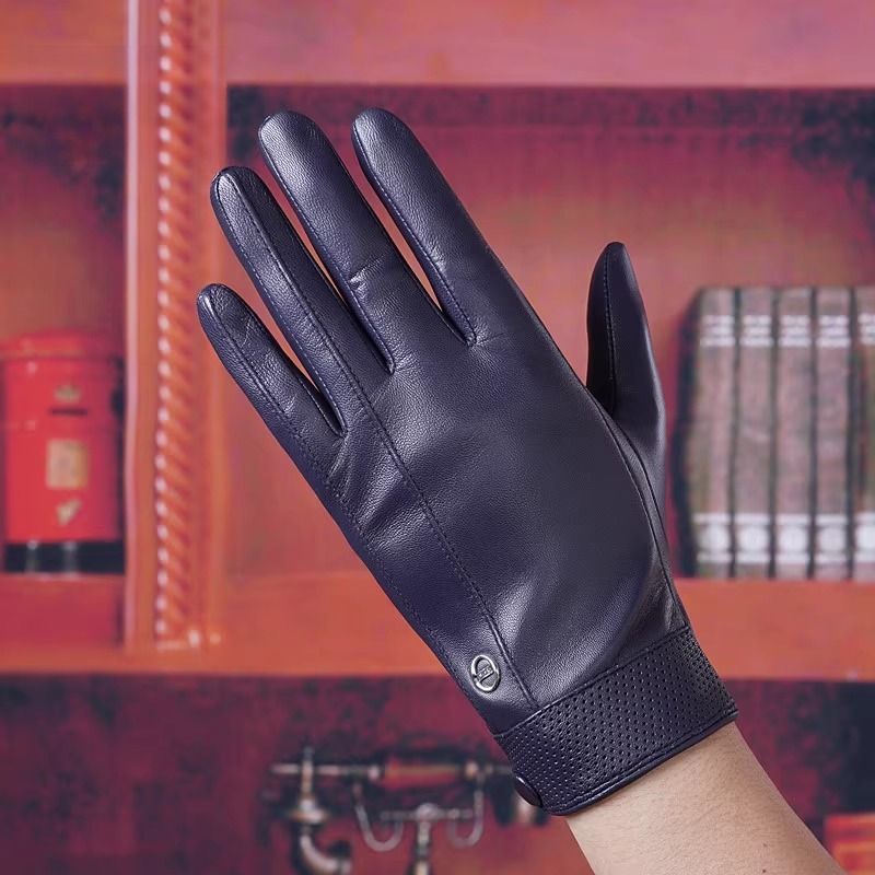 Guanti in pelle importati per equitazione all'aperto in inverno, guida con le mani strette, guanti sottili in pelle di pecora per uomo, touchscreen spesso per tenere al caldo_voghion.com