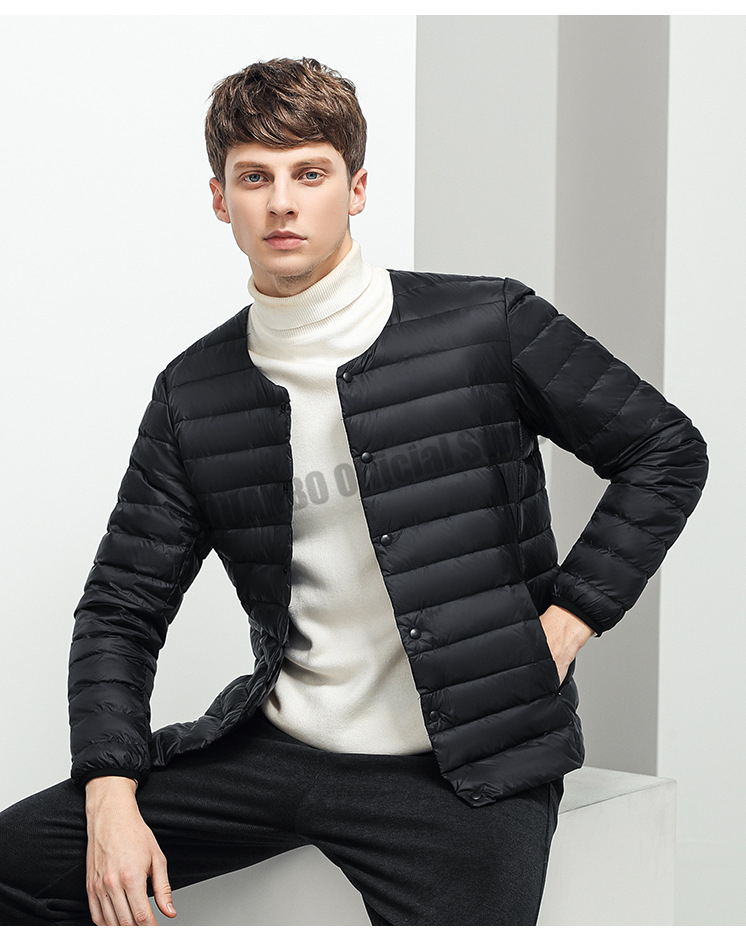 Men's Liner Duck Down Jacket O-neck Variable V-neck 2023 New Men Winter Keep Warm Collarless Ultralight Quilted Puffer_voghion.com