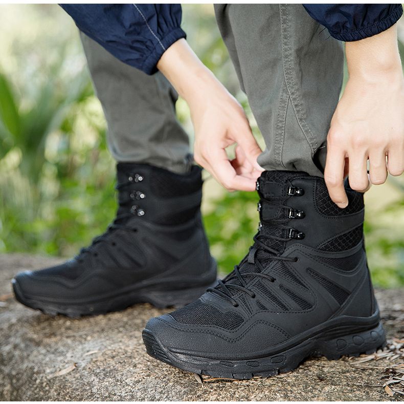 Stivali alti da uomo, antiurto, resistenti all'usura, traspiranti, stivali da combattimento da uomo, comode scarpe da trekking da uomo, stivaletti da uomo_voghion.com
