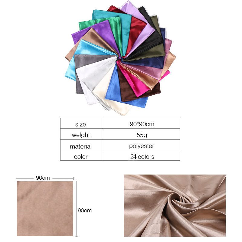 Neue Satin frauen Reine Farbe Kopftuch Seide Einfarbig 90 Satin Professionelle Stewardess Quadrat Schal Yw102_voghion.com