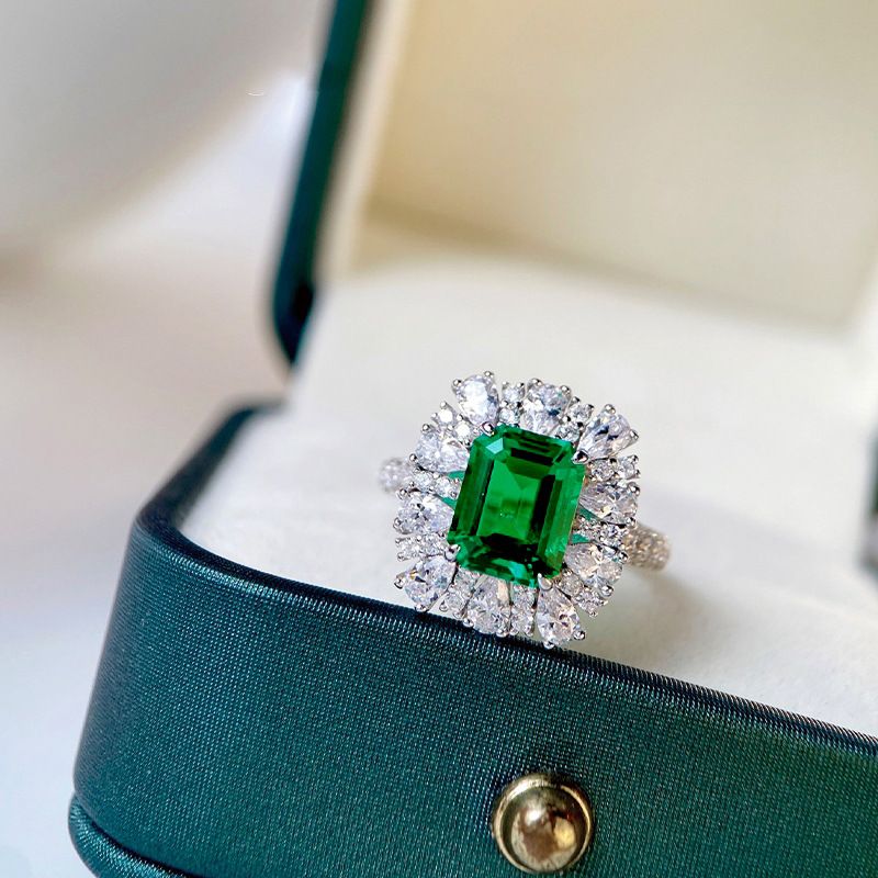 2025 Novidades Huitan Newl Designed Verde Zircônia Cúbica Mulheres Casamento Aniversário Parte Temperamento Elegante Lad Anéis Moda_voghion.com