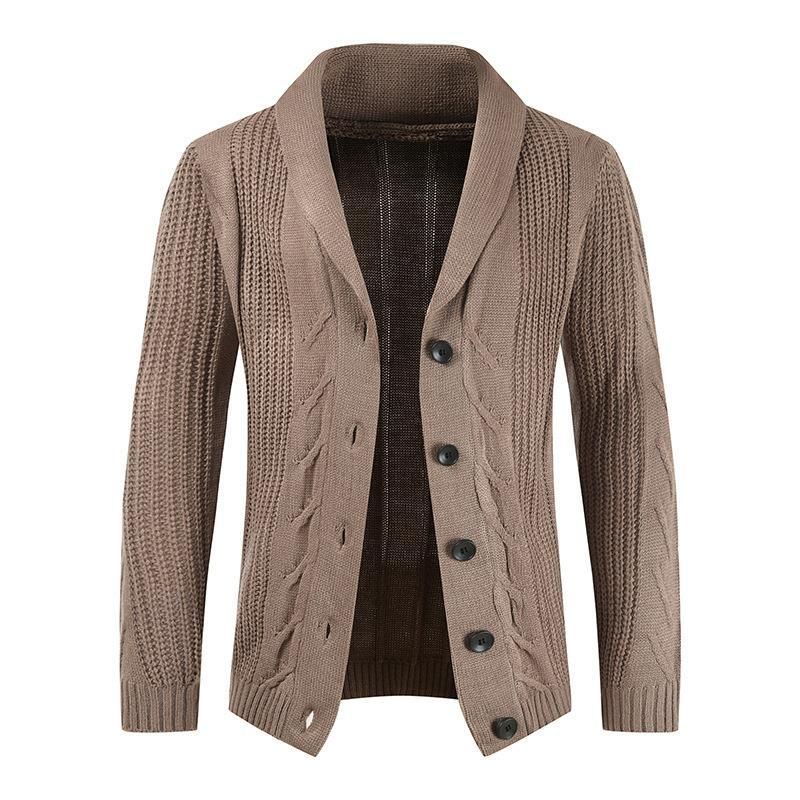 2024 Herbst Herren Neue Strickjacke Einfarbig Personalisierte Abnehmen Einreiher Casual Pullover_voghion.com