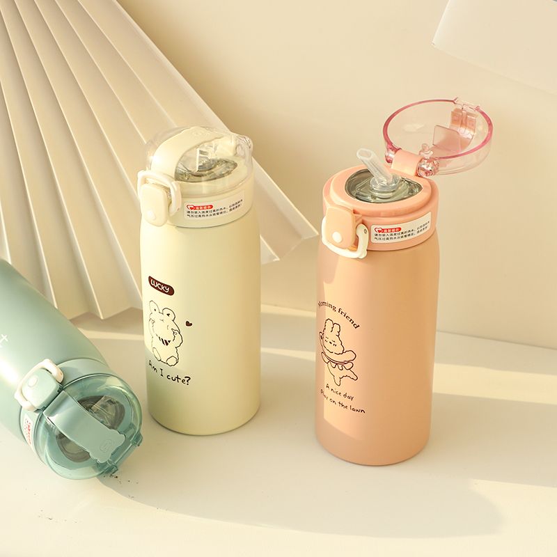 Thermos de dessin animé pour enfants - Gobelet mignon avec paille_voghion.com