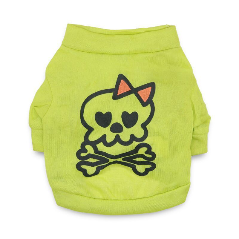 Pet Supplies Cat Clothes Halloween Bow Skull Small Dog T-Shirt Spring Summer Style_voghion.com