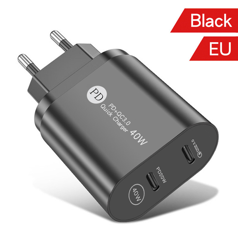 PD40W ātrs mobilā tālruņa lādētājs-c tips PD divu portu daudzfunkcionāls Lielbritānijas standarta ātruma adaptera uzlādes galviņa_voghion.com