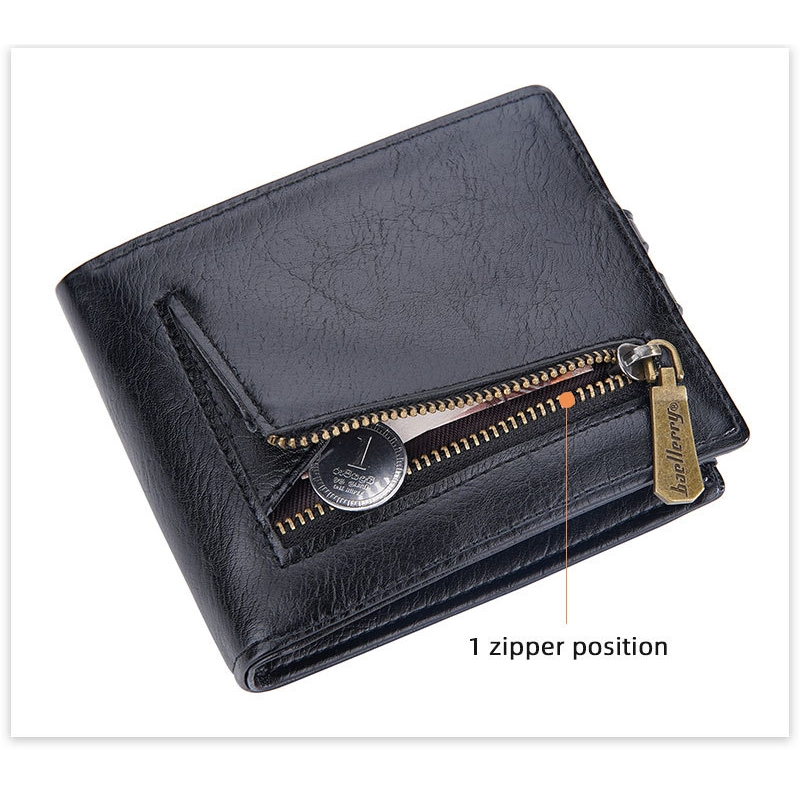 Baellerry New Paragraph Men's Short Wallet Retro Multi-card Buckle Wallet Simple Zipper Coin Purse_voghion.com