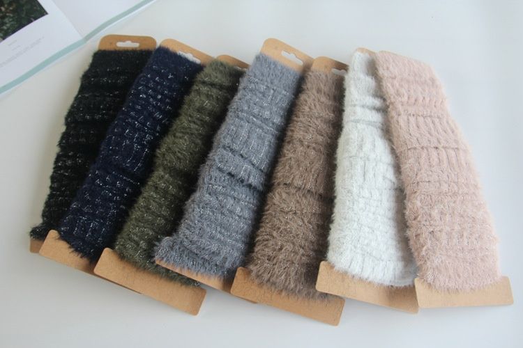 Chaussettes hautes Voyage Plush Feel en fil argenté, guêtres tendance style japonais, couvre-pieds chauds tricotés pour bottes_voghion.com