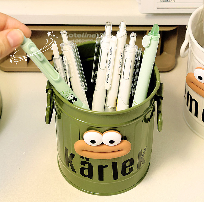 Cute Instagram New Iron Desktop High Beauty Creative Student Pen Holder Storage Box Multi Functional Stationery Bucket_voghion.com