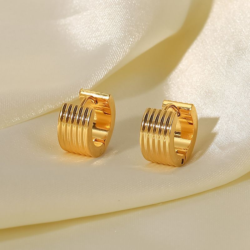 Orecchini da donna in acciaio al titanio, orecchini in oro K a coste larghe in acciaio inossidabile, orecchini alla moda con personalità_voghion.com