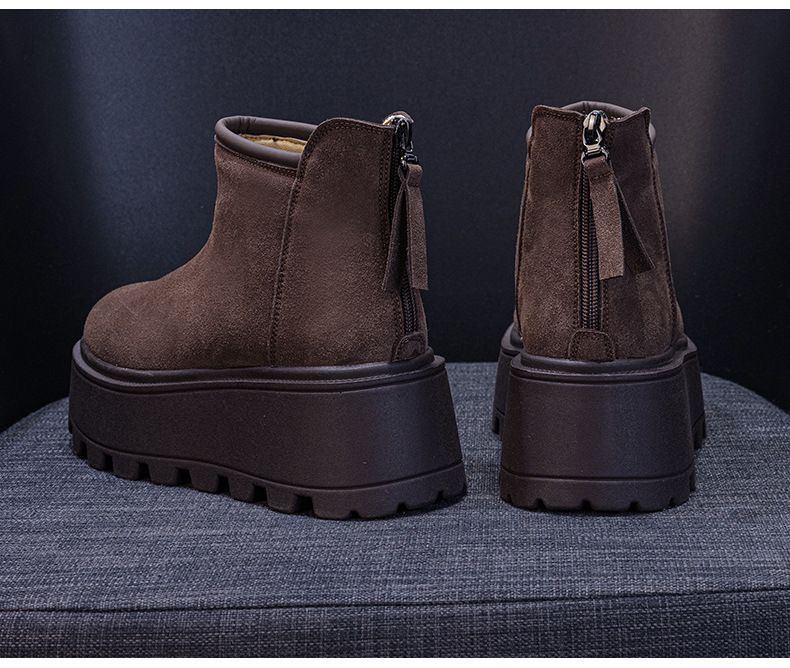 Stivali da neve in stile europeo per donna, stile casual invernale 2025, versatili, bassi, con suola spessa, in pile spesso, caldi e corti_voghion.com
