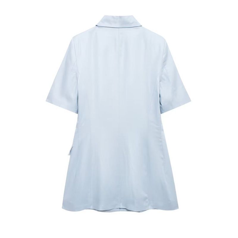 Casaco de pele feminino, novo verão 2024, mistura de linho, manga curta, slim fit_voghion.com