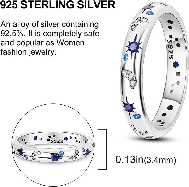 S925 Sterling Silver Kvinnlig Måne Stjärnhimmel Ljus nischdesign High End Designermodell_voghion.com
