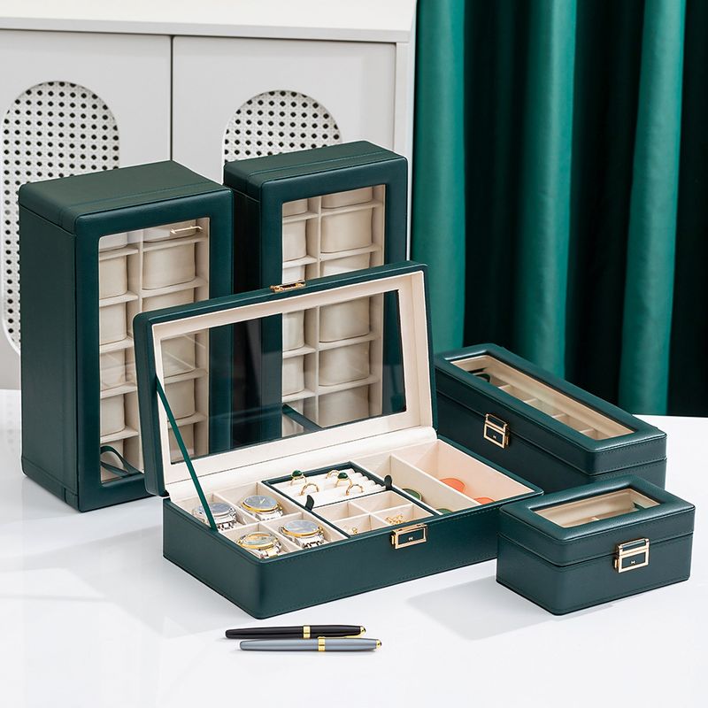 Black Green New Lychee Pattern High End Watch Box 3 Bit 6 Bit 12 Bit Double Layer Watch Jewelry Storage Box_voghion.com
