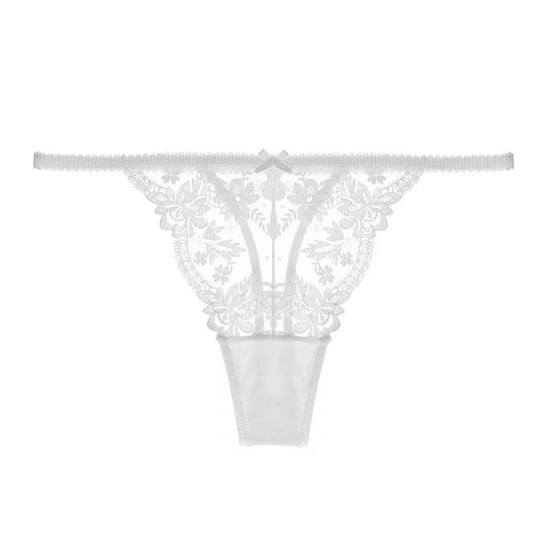 New Eyelash Lace Panties Women's Low Waist Women's Thong Tulle Cotton Crotch T Pants Panties Embroidery_voghion.com