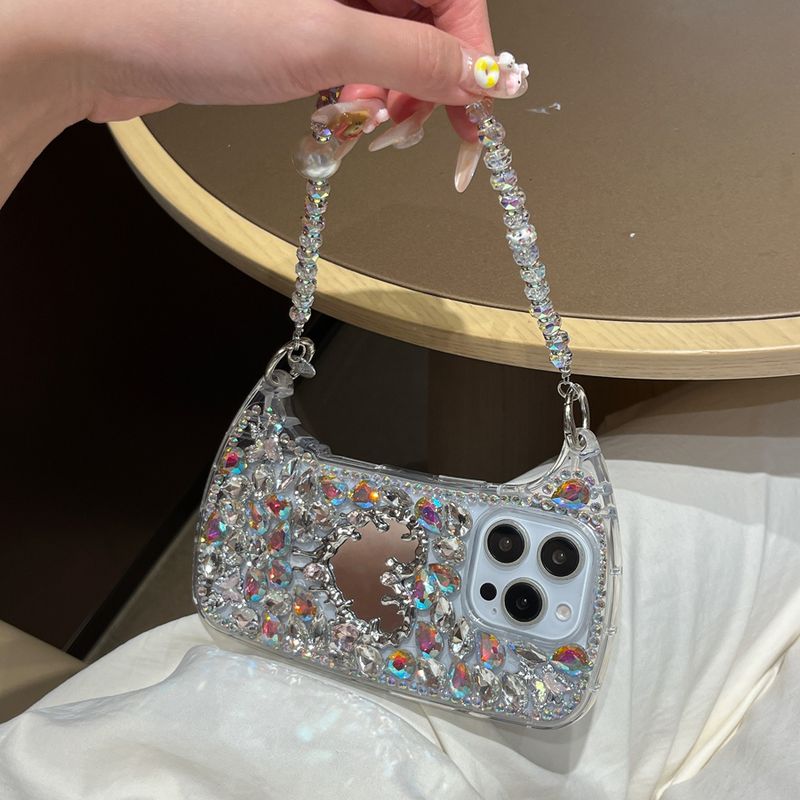 3D Bling Diamant Strass Handyhülle für iPhone 17 Air 16 15 14 Plus 13 12 Pro Max 11 Glitzer Glitzer Handtasche Stil Hülle_voghion.com