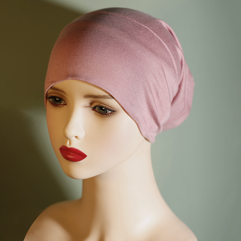 Gorro musulmán de algodón puro de color liso, con base de algodón mercerizado, elástico y transpirable_voghion.com