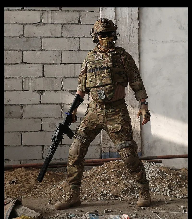 Pantalones tácticos de carga para hombre con rodilleras - Pantalones de trabajo de camuflaje militar para senderismo, acampada y entrenamiento (varios colores y tallas)_voghion.com