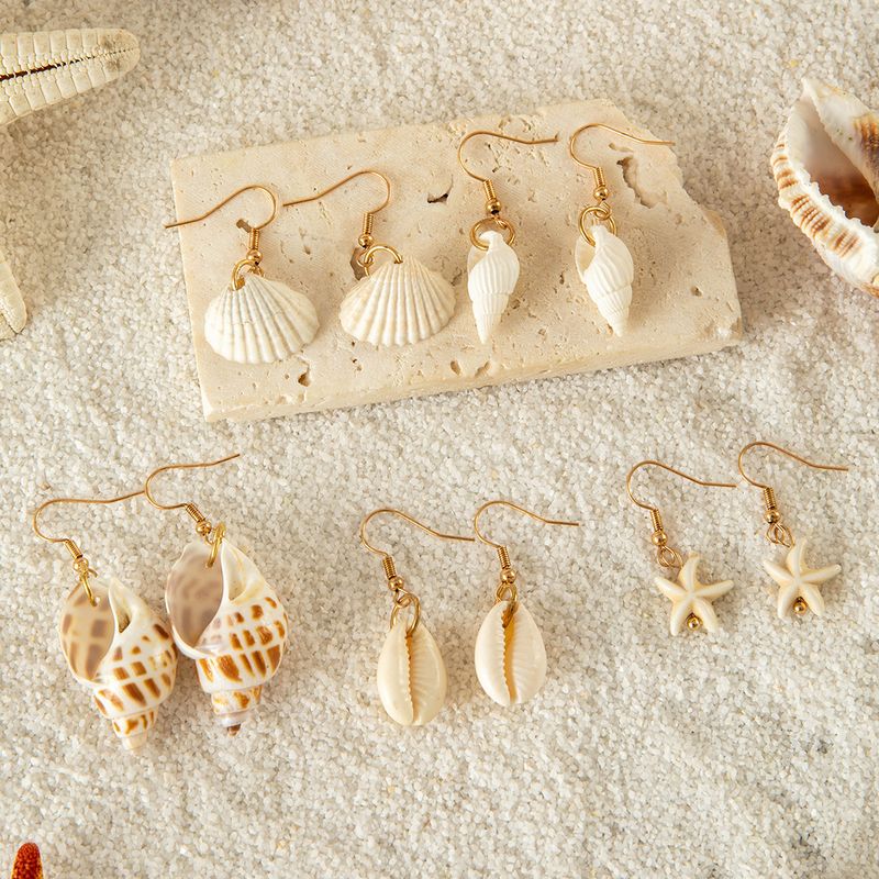 Böhmische Muschel-Seestern-Ohrring-Set, Strand-Stil, Muschel-/Jakobsmuschel-Ohrringe, baumelnder Schmuck für Frauen_voghion.com