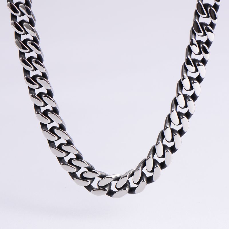 Men's Jewelry Hip Hop Jewelry Stainless Steel Polished Four Sided Grinding Necklace Cuban Chain Necklace_voghion.com