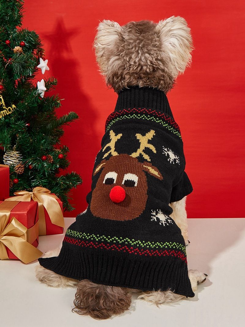 Christmas pet Clothing Red Nose Deer pet sweater Poodle Teddy Small medium large dog sweater_voghion.com