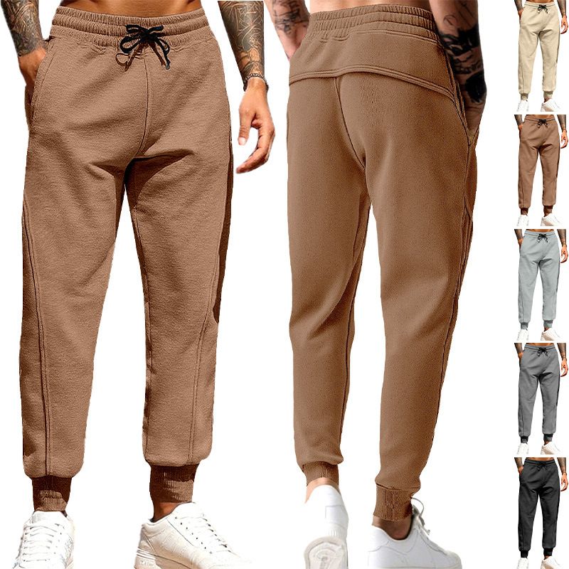 Pantaloni da allenamento leggeri da uomo – Poliestere ad asciugatura rapida con coulisse regolabile ed elasticizzata (S-XXXL, Nero/Grigio/Cachi)_voghion.com