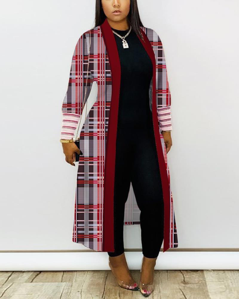 Damrock långärmad patchwork lös pendlartrenchcoat_voghion.com